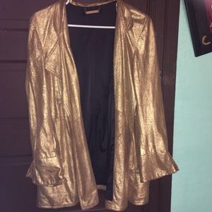 Diane Von Furstenburg gold leather jacket